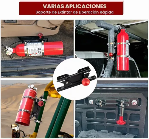 Vista 7 de Soporte para extintor de incendios de liberación rápida, soporte de montaje para extintor de incendios de automóvil de aluminio para vehículo UTV