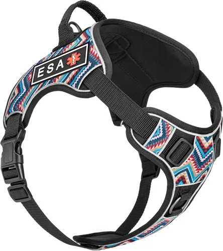Vista 10 de Dogline Quest Arnés para perro sin tirones con parches reflectantes extraíbles para perro, reflectante, suave, cómodo, chaleco para perro con Azteca