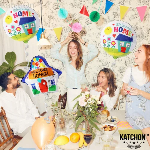 Vista 9 de KatchOn, Globos grandes de bienvenida para el hogar, paquete de 3, globos en forma de casa, decoraciones de bienvenida para el hogar, globos