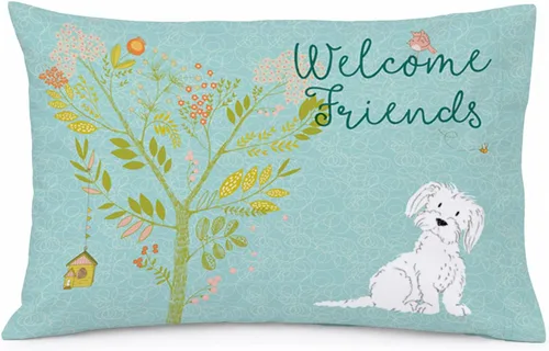 Vista 79 de Caroline's Treasures BB7625PILLOWCASE - Funda de almohada decorativa de tela con texto en inglés "Welcome Friends" Airedale Terrier estándar
