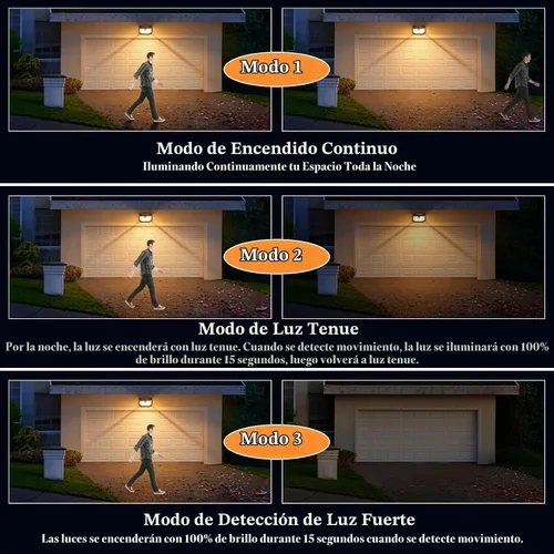 Vista 3 de Paquete de 2 luces solares para exteriores, luces solares superbrillantes con sensor de movimiento alimentadas por energía solar para exteriores