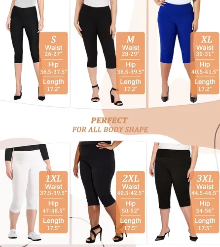 Vista 4 de Hybrid & Company Pantalones cortos capri de sarga milenaria súper cómodos y elásticos para mujer