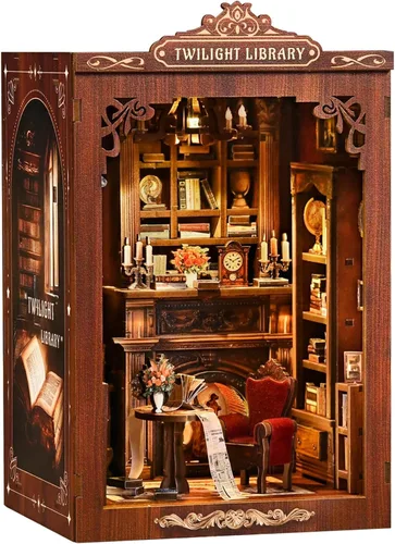 Vista 8 de Kit de casa en miniatura para adultos y adolescentes, decoración de casa pequeña con interruptor táctil, rompecabezas de madera 3D, regalo