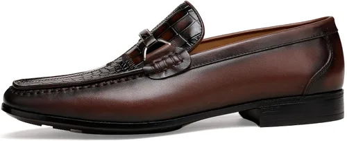 Vista 5 de Full Grain Leather Crocodile Pattern Slip-on Loafers for Men