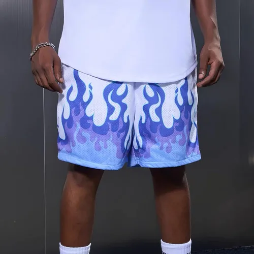 Vista 6 de BOOMLEMON Pantalones cortos de baloncesto para hombre, pantalones cortos deportivos de entrenamiento casual con estampado gráfico de malla