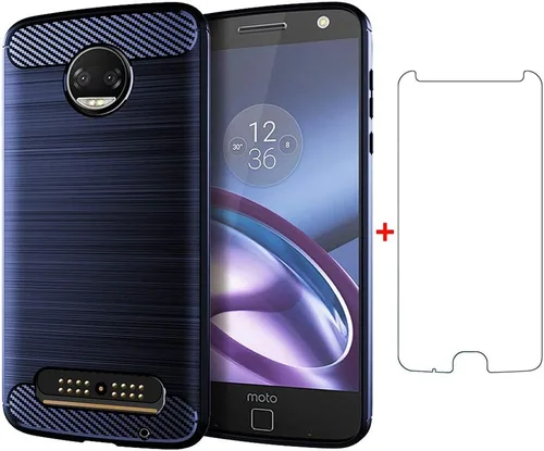 Vista 7 de Funda de teléfono para Moto Z2 Force con protector de pantalla de vidrio templado y silicona delgada de cuerpo completo, accesorios de goma