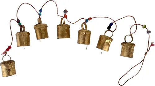 Vista 7 de s estilo indio campanas colgantes de pared cadena decorativa de 7 campanas de metal
