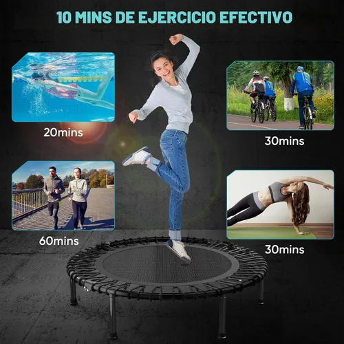 Vista 2 de Trampolín de rebote de 40 pulgadas/48 pulgadas para adultos con cuerdas elásticas, rebote de ejercicio para adultos para entrenamiento en interiores