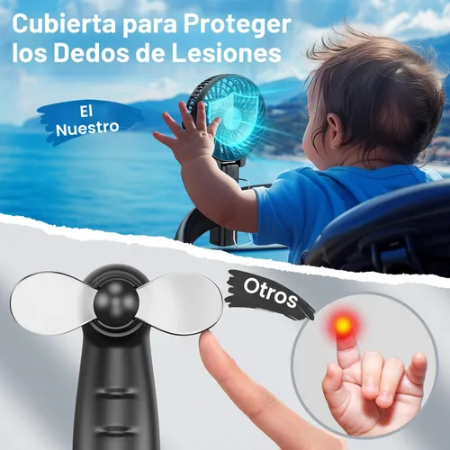 Vista 5 de VersionTECH. Ventilador de mano portátil, potente+durable+4000mAh+plegable 180°, mini ventiladores de mesa con USB recargable funciona