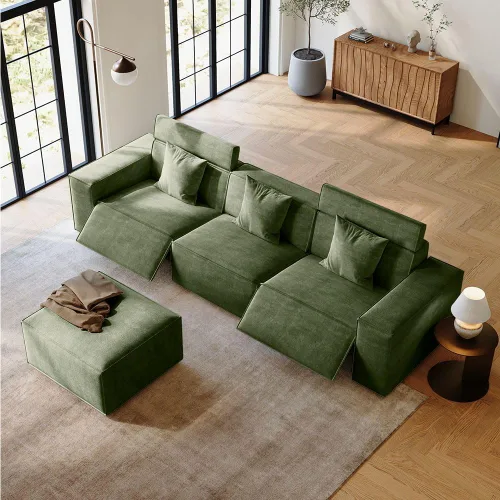 Vista 18 de Sofá eléctrico de 85 pulgadas, sofás modulares para sala de estar, moderno sofá biplaza reclinable grande, cómodo sofá nube de terciopelo
