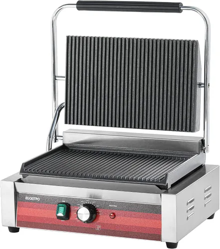 Vista 7 de EGGKITPO Parrilla Panini eléctrica comercial con placas planas, sandwichera de acero inoxidable, 14 x 9.5 pulgadas, placa esmaltada de hierro