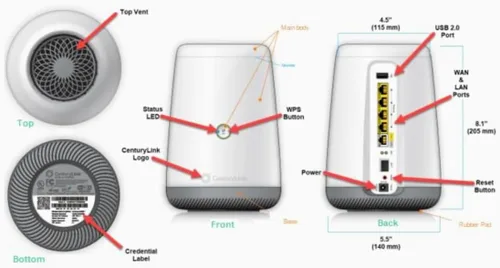 Vista 2 de C4000LZ xDSL Gigabit 802.11a/b/g/n/ac WiFi módem router compatible con Centurylink (renovado)