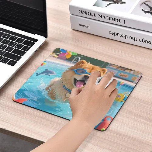Vista 6 de Mouse Pad Cute Non-Slip Rubber Base Desk Mat Chow Real Prank Funny Square Mousepad for Office & Gaming, Decorative Computer Accessories for Home