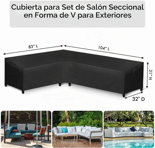 Vista 2 de WLEAFJ Funda de sofá modular para patio en forma de L, impermeable, de alta resistencia para exteriores con ventilación, con orientación a