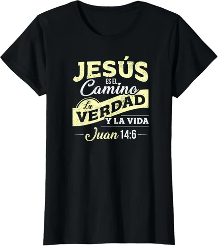 Vista 30 de Camisas de la Biblia de Jesus para los Cristianos Camiseta Española Negro