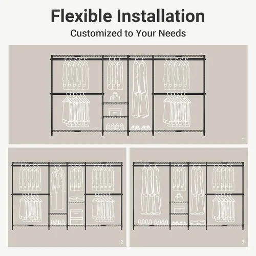 Vista 5 de VIPEK X4 - Perchero extensible de alta resistencia, ajustable de 7 pies 4 pulgadas a 10 pies 2 pulgadas, con estantes ajustables y barras