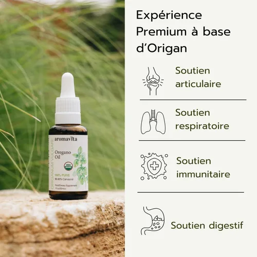 Vista 3 de Aceite Esencial Orgánico de Orégano - 100% Puro Aceite de Orégano Griego No Diluido con Carvacrol - Más del 86%, No GMO, Gotas Líquidas Orgánicas