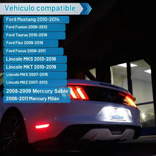 Vista 7 de Conjunto de Lámparas LED para Matrícula Compatible con Mustang Fusion Taurus Flex Focus Lincoln MKS MKT MKX MKZ Mercury Sable Milan 6000K Blanco