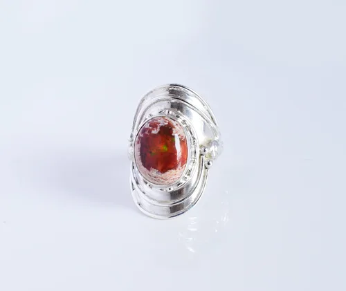 Vista 5 de Ravishing Impressions Increíble anillo de plata de ley 925 con ópalo de fuego mexicano, Piedra preciosa, Fuego mexicano, ópalo