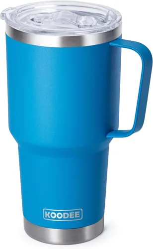 Vista 40 de koodee Vaso Tumbler Delgado de Acero Inoxidable de 20 oz con Aislamiento de Doble Pared, Vaso Tumbler Delgado para Agua para Café, Té (Azul Bebé)
