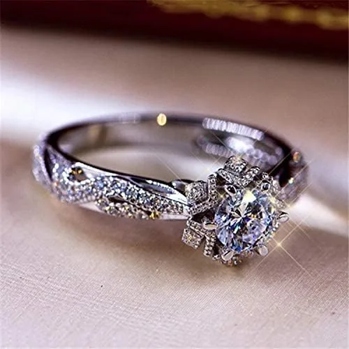 Vista 5 de Anillos de acero inoxidable para mujer, anillo de circón, elegante anillo de diamantes de imitación, joyería de moda para mujer, anillos de circón