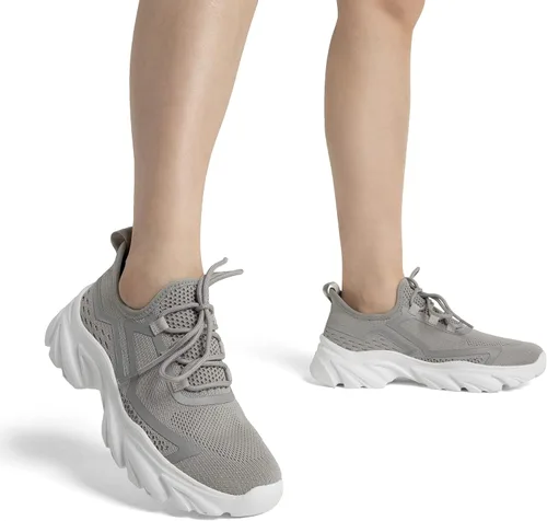 Vista 6 de DREAM PAIRS Zapatos de caminar para mujer ligeros transpirables de punto antideslizantes con cordones para mujer trabajo entrenamiento gimnasio