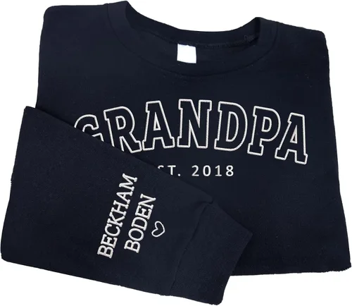 Vista 15 de NAZENTI Personalized Flower Sweatshirt for Women, Embroidered Grandma Gift G08.