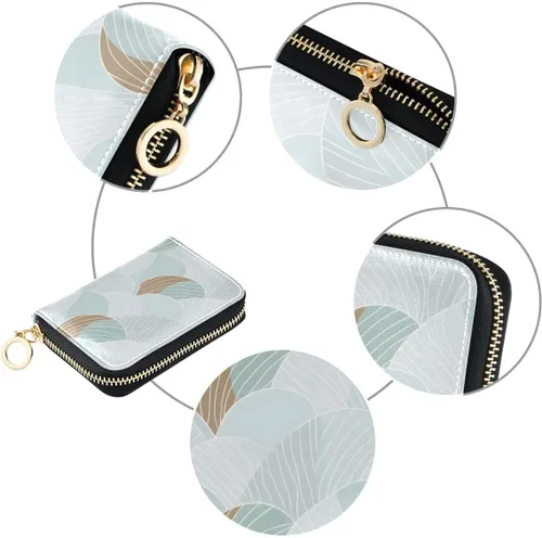 Vista 3 de Bolaz Light Green Credit Card Holder Wallet RFID Blocking Zipper Card Cases Leather Slim Small for Women