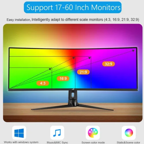 Vista 9 de Retroiluminación LED para TV, tira de luces LED para TV, tira de luz inteligente, tira de luz de sincronización de monitor de computadora