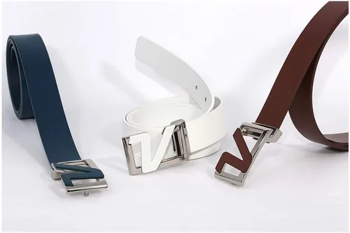 Vista 4 de Volvik - Correa de cinturón de cuero sólido italiano 100% auténtico, tamaño libre hasta 46 pulgadas, unisex