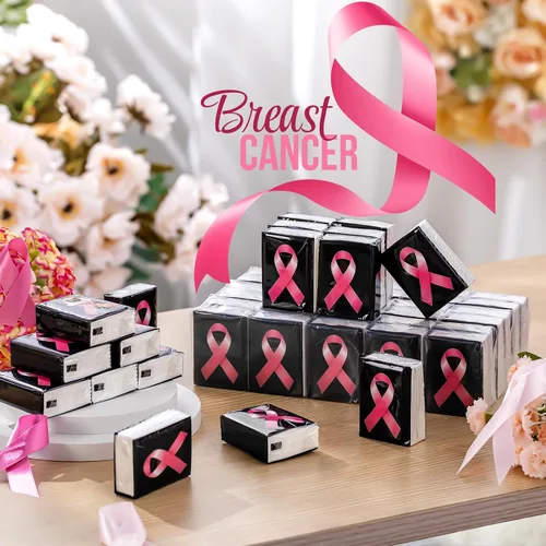 Vista 7 de Ireer Pañuelos faciales de viaje con cinta rosa para concientización sobre el cáncer de mama, 50 unidades, Hope Care, regalo para sobrevivientes