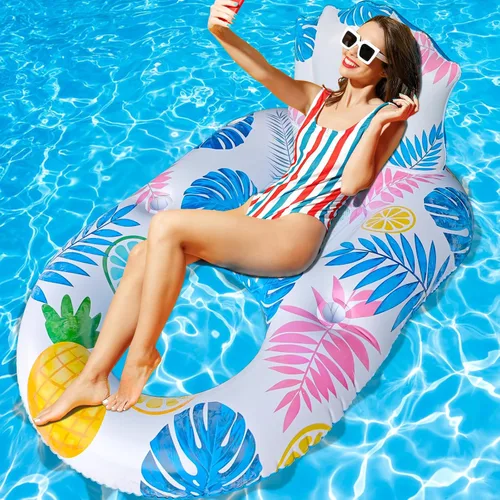 Vista 6 de Spobot Flotador inflable de piscina para adultos – Flotadores de piscina iluminados, flotadores para silla flotante con soporte para teléfono