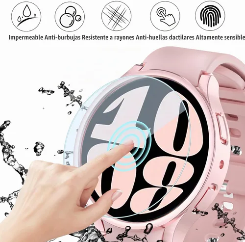 Vista 3 de QCKANLJ [6+6Pack] para Samsung Galaxy Watch 6 Funda Protectora de Pantalla 40mm, Vidrio Templado Anti-Vaho y Cubierta Protectora de PC Rígida