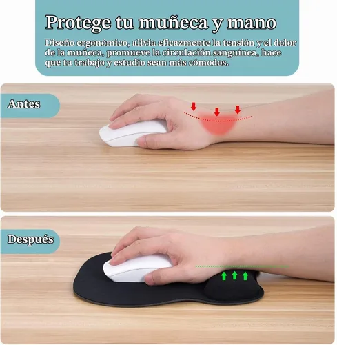 Vista 6 de EooCoo Alfombrilla ergonómica para mouse con soporte de muñeca, alfombrilla de mouse con reposamuñecas de espuma viscoelástica y base antideslizante