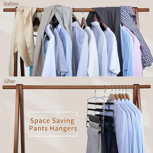Vista 4 de TOPIA HANGER Perchas para pantalones que ahorran espacio, paquete de 2 organizadores de pantalones con brazo oscilante para armario, organizador