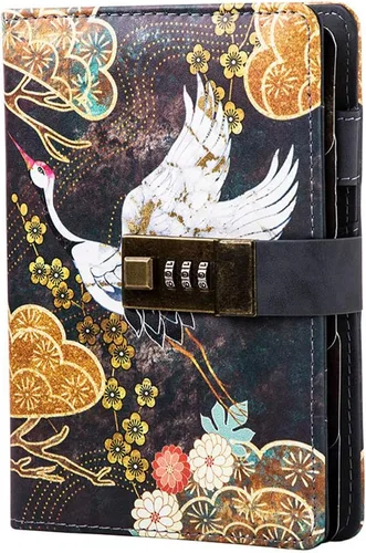 Vista 7 de CAGIE Diario con cerradura A6 pequeño diario de bloqueo para adultos, carpeta de piel sintética, 6 anillos, dragón, 6.9 x 4 pulgadas