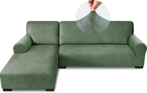 Vista 14 de Fundas para sofá modular, funda para sofá con aspecto de cuero, forma de L, 2 piezas, funda elástica suave para sofá seccional, protector de muebles