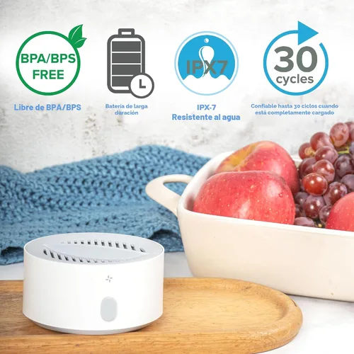 Vista 3 de AquaPure - Lavadora de frutas y verduras, garantía de 1 año, dispositivo limpiador de frutas que limpia productos frescos en agua, limpiador