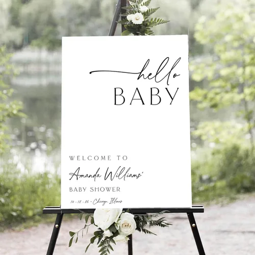 Vista 9 de Letrero personalizado para baby shower, letrero de bienvenida con soporte, letrero de bienvenida de niño azul, nombre y fecha personalizados