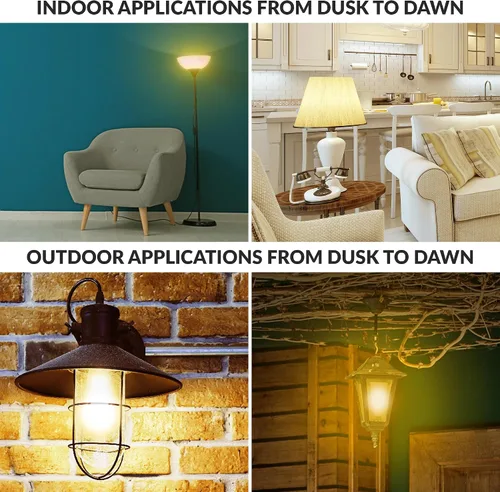 Vista 5 de Simba Lighting LED A19 Dusk to Dawn 6W 120V Outdoor Bulbs E26 2700K, 2 Pack With Photocell Sensor Smart Auto On and Off, 40W Replacement for