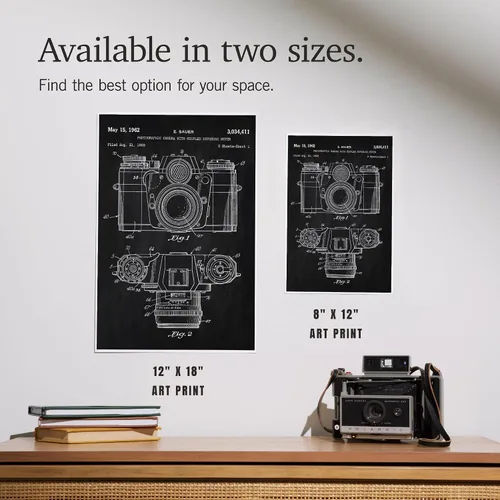 Vista 7 de Lantern Press Blackboard Patent, Camera with Exposure Meter (12x18 Art Print, Travel Poster Wall Decor)