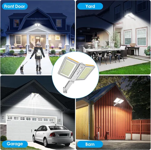 Vista 6 de ropelux Luces solares para exteriores, 6000LM sensor de movimiento, luces para exteriores, paneles solares dobles grandes, IP65 impermeable y 5