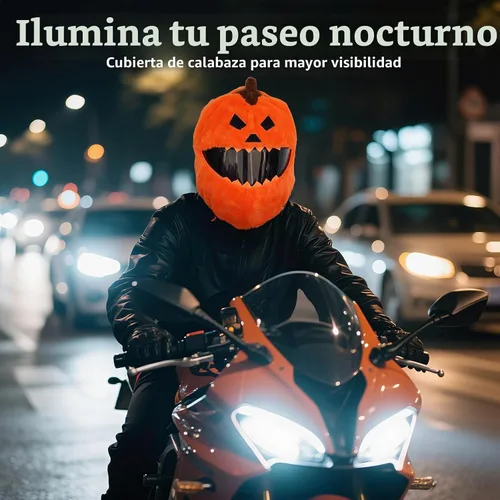 Vista 6 de VCOROS Cubierta de casco de motocicleta de calabaza de Halloween, cubierta de casco de cara completa esponjosa para paseos divertidos
