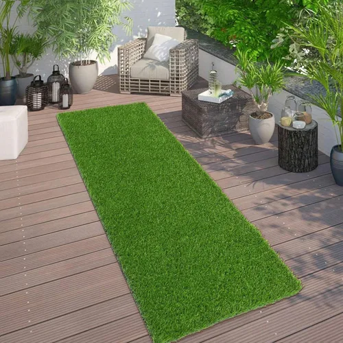 Vista 14 de Bsmathom Alfombra de césped artificial, interior/exterior, césped artificial para patio, balcón y jardín, 2 x 6 pies