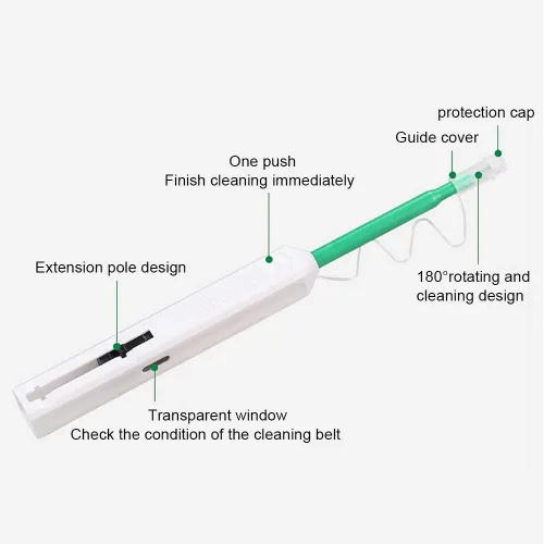 Vista 7 de 2 unids limpiador de fibra óptica conectores de fibra óptica, pluma limpiador de fibra óptica de más de 800 limpia para L C 0.049 in 0.098 in SC/ST