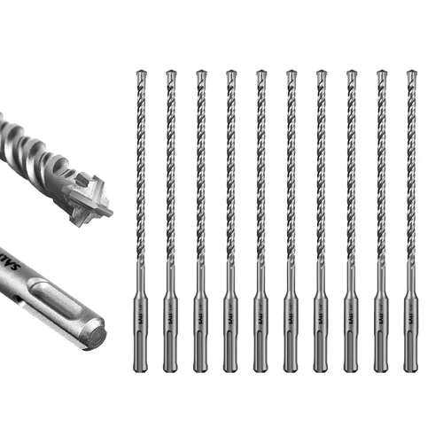 Vista 19 de SALI 10 brocas de martillo giratorio SDS Plus de 1/2 x 6 pulgadas, kit de broca para hormigón, material de carburo de doble rosca de tipo cruzado