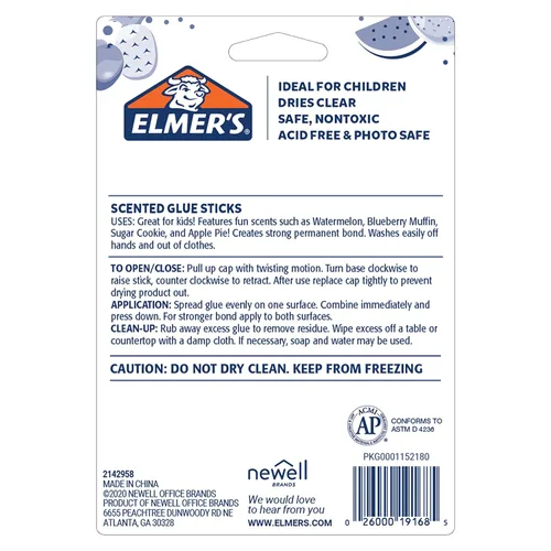 Vista 6 de Elmer's Barras de pegamento perfumadas, lavables, transparentes, variados, 0.21 oz, 6 paquetes de 4 (24 unidades en total)