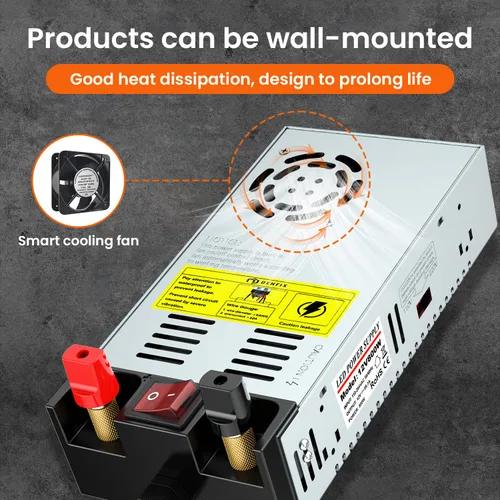 Vista 4 de Denfix Convertidor actualizado de 110 V a 12 V, nueva versión con interruptor de encendido/apagado, fuente de alimentación de CA a CC máx. 50 A 600 W