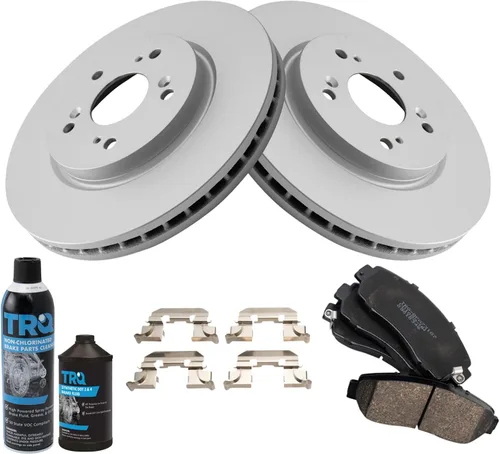 Vista 3 de TRQ Kit de pastillas de freno delantero y rotor, kit químico de freno, rotor de freno, cerámica premium, recubierto G, compatible con Acura RDX