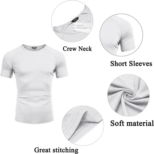 Vista 6 de COOFANDY Paquete de 3 camisetas de entrenamiento para hombre, manga corta, gimnasio, culturismo, muscular, capa base, camisetas de fitness